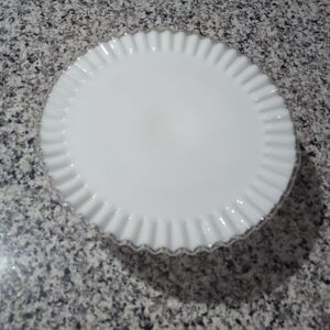 2 Elegant White and Clear Glass Plate